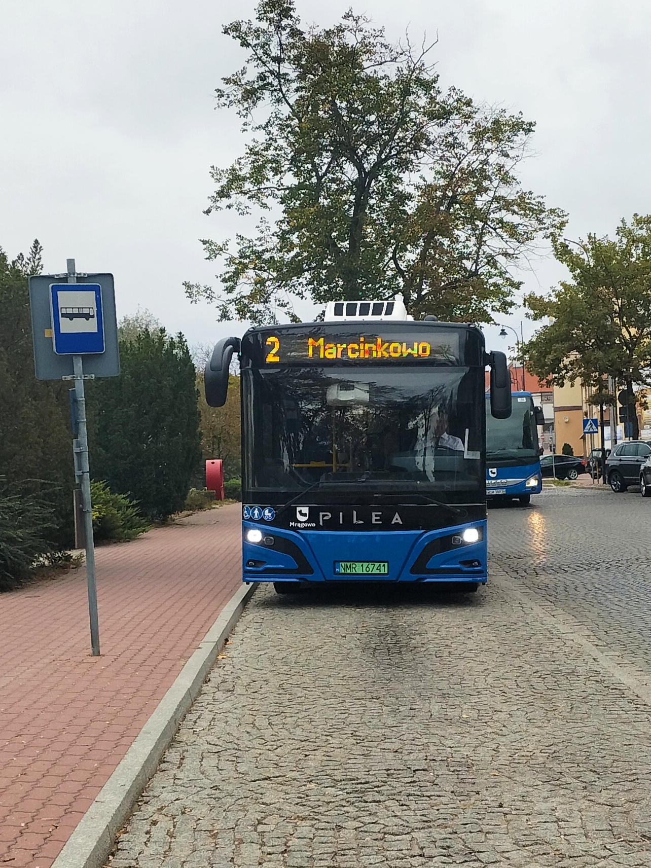 Autobus elektryczny PILEA na linii 2 do Marcinkowa w Mrągowie