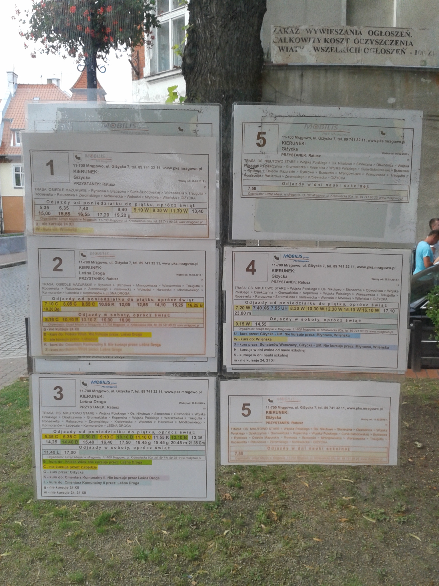 Rozkłady jazdy komunikacji miejskiej w Mrągowie w 2015 roku